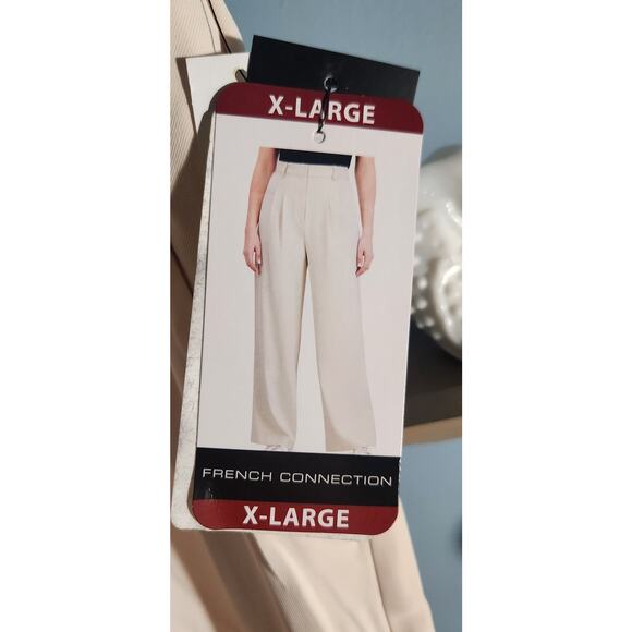 NWT French connection Pleated Trousers Womens size XL wide leg Cream - Picture 3 of 5